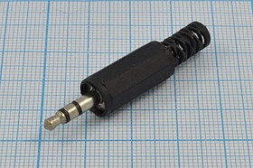 Штекер Audio Jack стерео 3.5мм на кабель; №43 штек 3,5стерео\3C\каб \пл хвост\\