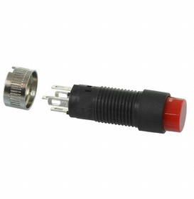 HB15CKW01-C, Pushbutton Switches ON-(ON) RND SLDR LUG RED CAP