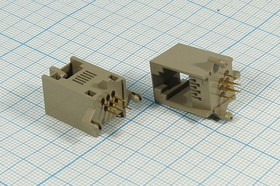 Гнездо телефонное 6P6C, 6P, на плату/угловое, T9-6P6C[RJ-12]; №1648 гн телеф 6P6C\ 6P\\плат/угл\ T9-6P6C[RJ-12]