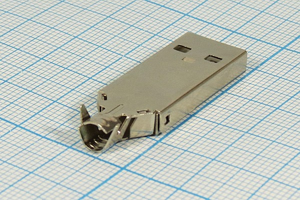 Штекер USB на кабель, тип A, 4 контакта,USB-4M; Q-9474 штек USB \A\4C\каб\\\USB-4M