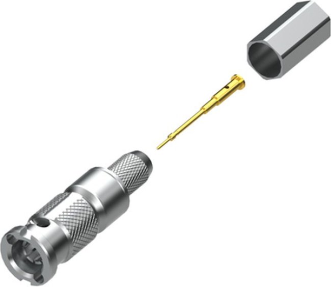 HDBNC-P-C-GN-ST-CA8, RF Connectors / Coaxial Connectors 75 Ohm High-Density BNC Plug, Cable Connector