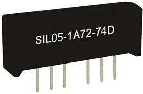 SIL05-1A72-71QHR, Герконовое реле, SPST-NO, 5 В DC, SIL, Сквозное Отверстие, 1 кОм, 500 мА