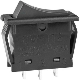 CWT12AAS1, SWITCH, ROCKER, SPDT, 6A, 125VAC, BLACK
