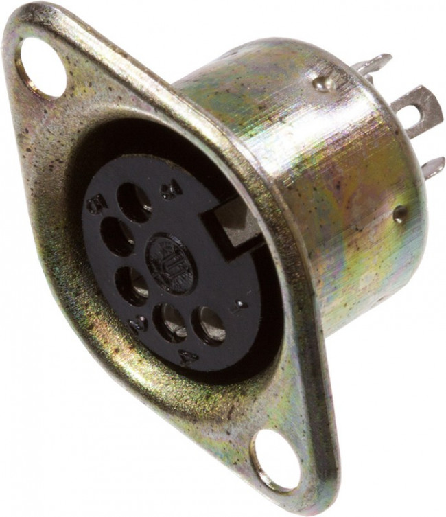 1-368, разъем DIN 5 контактов гнездо металл на корпус