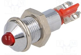 SMQD06002, Индикат.лампа: LED, выпуклый, 12-14ВDC, Отв: d6,2мм, IP40, металл