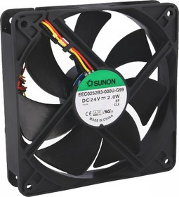 EEC0252B3-G99, Вентилятор осевой, 24В DC, 120х120х25мм, 0.084А, 2Вт, качения, 2200об/мин, 3 провода