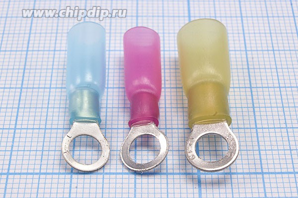 221053R, Наконечник кольцевой ø5.3мм изолированный термоусаживаемый, красный; №15946R клемма"O" d 5,3\0,3\S0,5~1,5\Cu луж\t-усад\кр\\