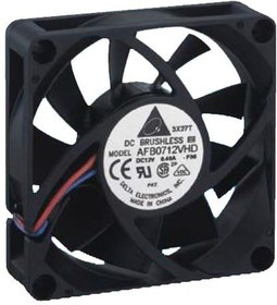 AFB0712HHD, DC Fans DC Tubeaxial Fan, 70x20mm, 12VDC, Ball Bearing, Lead Wires