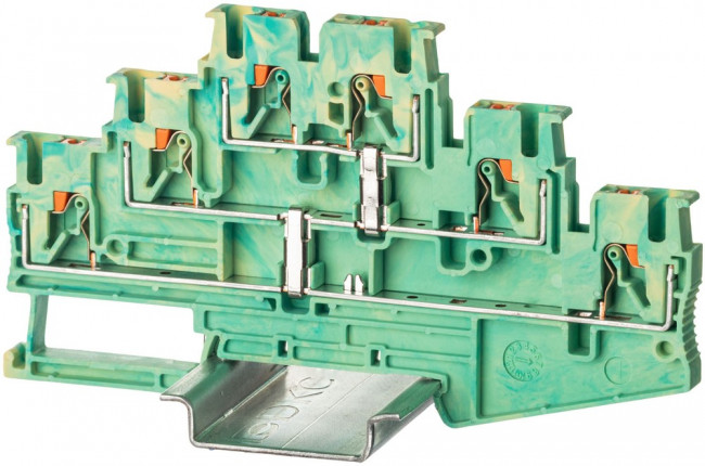 Клемма заземления трехуровневая зажим push-in 6 точек подключения 2.5кв.мм DKC VPR-2.5-3L-PE-YG