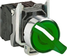 Illuminated Selector Switch, Poles %3D 2, Positions %3D 2, 90°, Panel Mount
