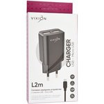 Блок питания (сетевой адаптер) VIXION L2m 2xUSB, 1.2A с кабелем micro USB 1м (черный)