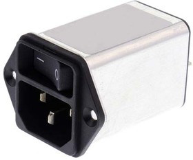 DC12.2102.001, 2A, 250 V ac Male Panel Mount Filtered IEC Connector DC12.2102.001