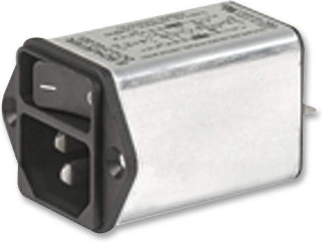 DC12.2102.001, 2A, 250 V ac Male Panel Mount Filtered IEC Connector DC12.2102.001