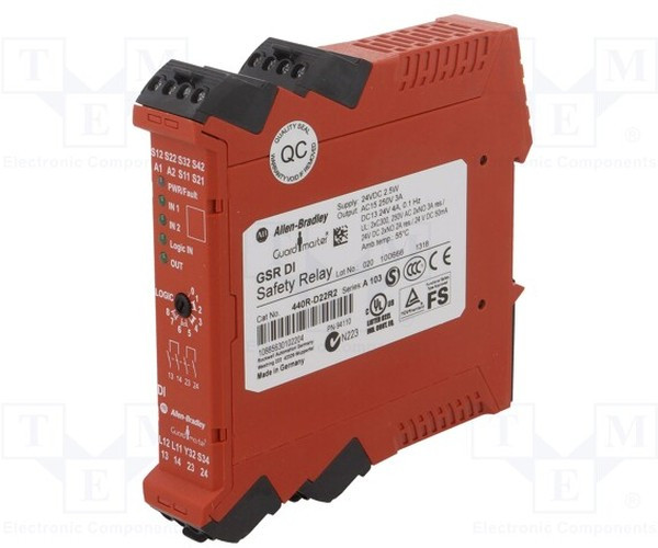 440R-D22R2, Модуль: реле безопасности, GSR, 24ВAC, 24ВDC, IN: 4, OUT: 2, DIN, IP40