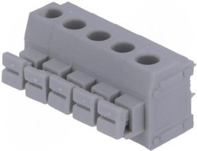 DG235-5.0-05P-11-00A(H), Нажимной безвинтовой клеммный блок на 5 контактов. Зажим типа торцевой контакт. Серия DG235-5.0 DG235-5.0-05P-11-00A(H), Нажимной безвинтовой клеммный блок на 5 контактов. Зажим типа торцевой контакт. Серия DG235-5.0