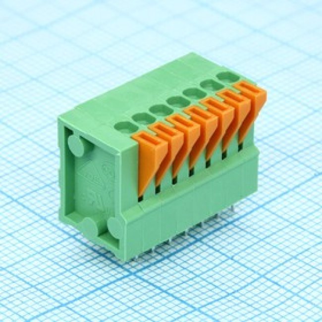 DG141V-2.54- 07P-14-00A(H), Нажимной безвинтовой клеммный блок на 7 контактов. Зажим типа торцевой контакт. Серия DG141V-2.54 DG141V-2.54- 07P-14-00A(H), Нажимной безвинтовой клеммный блок на 7 контактов. Зажим типа торцевой контакт. Серия DG141V-2.54