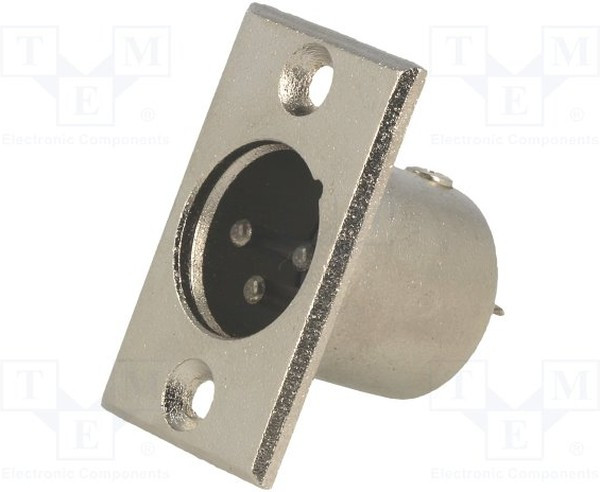 XLR-3W-C, Гнездо, XLR, "папа", PIN 3, пайка, диаметр монтажного отверстия 19мм