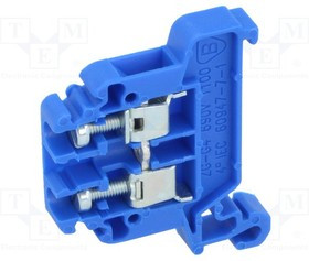 ZG-G4-BU, Соединитель: на рейку, 0,5-4мм2, Кол-во полюс: 1, клеммы: 2, синий