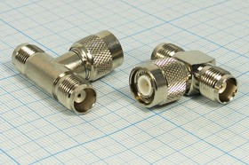 Штекер TNC-Гнездо TNC2, т-образный переходник, позолоченный центральный контакт; №507 штек TNC-гн TNC2