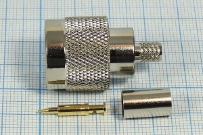 Штекер N, на кабель RG 59 прижимной, позолоченный центральный контакт, под обжим; №9210 шт N\RG59\\обж\ Штекер N, на кабель RG 59 прижимной, позолоченный центральный контакт, под обжим; №9210 шт N\RG59\\обж\