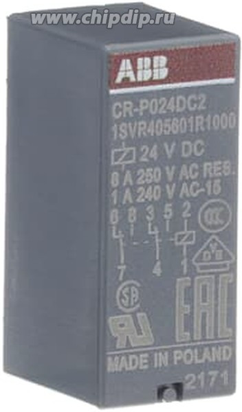 CR-P024DC2 24B DC 2ПК (8A), Реле 2 переключ. 24VDC, 8A/ 250VAC