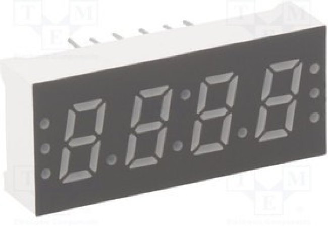 KW4-306CGA, Дисплей: LED, 7-сегментный, 7,6мм, 0,3", II.зн: 4, желто-зеленый