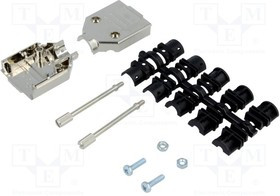 DTPK09-K, Корпус для разъемов D-Sub, D-Sub HD 15pin,D-sub 9pin, UNC4-40