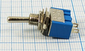 Выключатель рычажный, 220В, 3А, ON-OFF, d 6,4, металл, 2C, MTS-101; №646 ПРыч\220В\ 3А\ON-OFF\d 6,4\мет\ 2C\MTS-101\