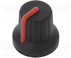 FC72602S, Rotary Knob Black ø16mm Red Indication Line