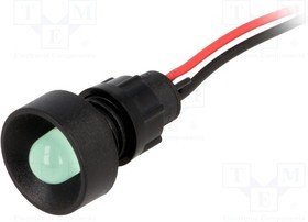 LG-D10-220DC, Индикат.лампа: LED, вогнутый, 220ВDC, Отв: d13мм, IP40, пластик