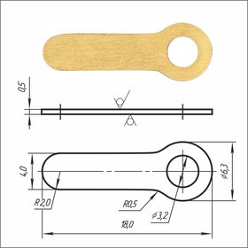 Лепесток латунный PSV 1-1-3,2-18-00