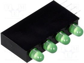 H30D-4GD, LED; в корпусе; зеленый; 3мм; Кол-во диод: 4; 20мА; 80°; 1,6?2,6В
