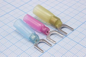 232064Y, Наконечник вилочный 6.4мм изолированный термоусаживаемый, синий; №15952B клемма"U" d 6,4\0,4\S1,5~2,5\Cu луж\t-усад\син\\