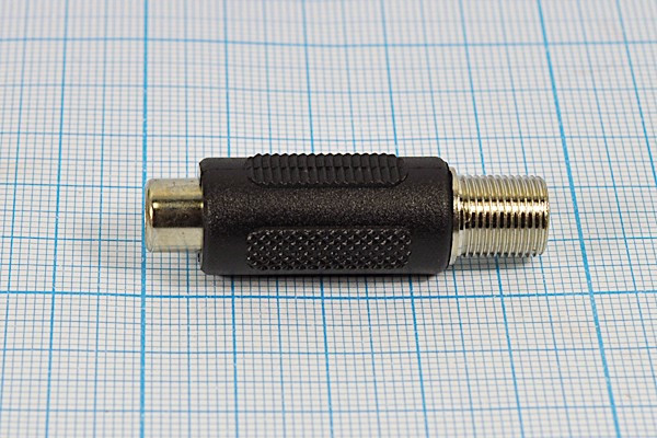 Переходник гнездо RCA на гнездо F; №601 гн RCA-гн F\переходник\\\мет\Ni\\