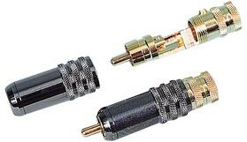 PS000103, Аудио / видео разъем RCA, 2 контакт(-ов), Штекер, Контакты с Покрытием из Олова, Корпус из Латуни