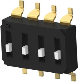 EDS04SGNNTR04Q, DIP / SIP переключатель, приподнятый, 4 схем(-а), Ползунок, SMD (Поверхностный Монтаж), SPST, 24 В