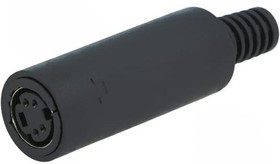 MJ-372/4, Вилка, DIN mini, "мама", PIN: 4, с амортизатором, пайка, на провод