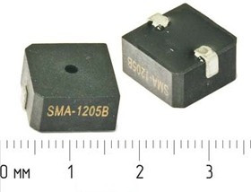 Излучатель звука магнитоэлектрический с генератором 12В, SMD 12x12мм и непрерывный звук 2.3кГц; SMD