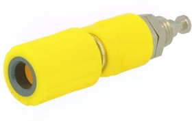 PJ3250-Y, Гнездо, "банан" 4мм, 36А, Отв: d8мм, желтый, никелированные, 5мОм