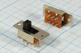 Переключатель движковый, 13x10.5h5, контакты 8P, 0.3А, 50В,2 отверстия , SS-23I01