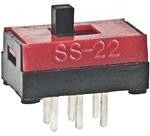 SS22SBP2, Переключатель: движковый, Пол: 2, DPDT, 0,1A/30ВDC, ON-ON, -15-60°C