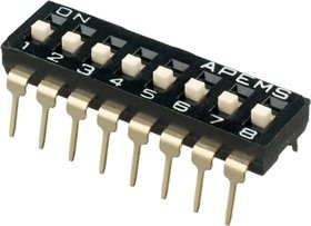 IKD0800101, 8 Way Through Hole DIP Switch SPST, Raised Actuator Slide Actuator IKD0800101, 8 Way Through Hole DIP Switch SPST, Raised Actuator Slide Actuator