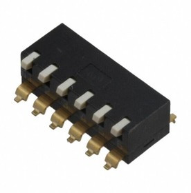 A6SR-6104, Переключатель: DIP-SWITCH, Кол-во секций: 6, ON-OFF, 0,025A/24ВDC