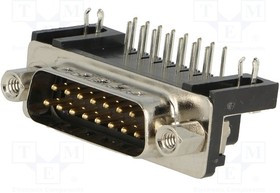 L717SDA15P1ACH4F, Разъем D Sub, Standard, Штекер, SD, 15 контакт(-ов), DA, Пайка L717SDA15P1ACH4F, Разъем D Sub, Standard, Штекер, SD, 15 контакт(-ов), DA, Пайка