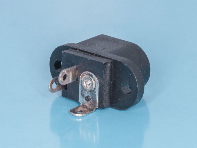 DJK-01A, Разъем питания штыревой 2,1мм, вилка на приборный блок, 2 винта