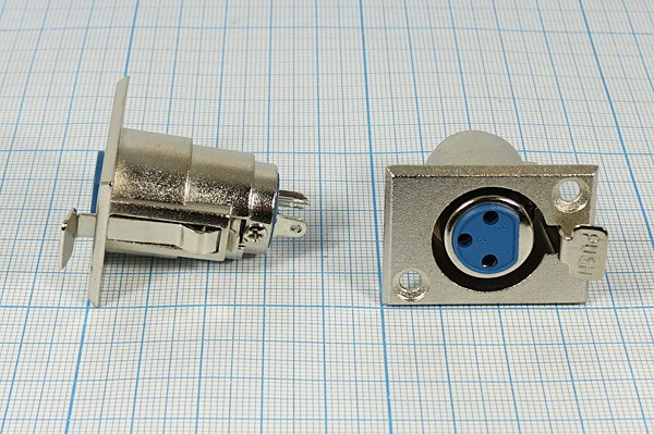 Гнездо микрофонное XLR\3P\пан фланец 2отв\MC914-3P; №376 гн мик XLR\3P\пан флан 2отв\\\MC914-3P