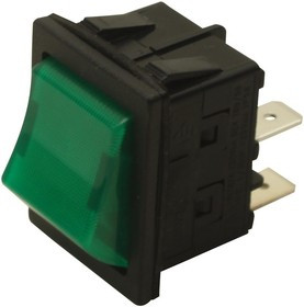 R5BBLKGRNEF1, Rocker Switches DPST OFF-ON PNL 15A