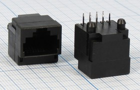 Гнездо телефонное 8P8C, 8P, на плату, T5-8P8C[RJ-45]