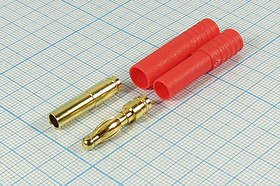 Гнездо/штекер питания DC HXT4,0, 2C, на кабель, [4,0RED BANANA]; №12957 гн/штек пит DC HXT4,0\2C\\каб\\[4,0RED BANANA]