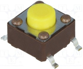 DTSM-62Y-V-B, Микропереключатель, 1, SPST-NO, 0,05A/12ВDC, SMT, 5,2Н, 6,2x6,2мм DTSM-62Y-V-B, Микропереключатель, 1, SPST-NO, 0,05A/12ВDC, SMT, 5,2Н, 6,2x6,2мм